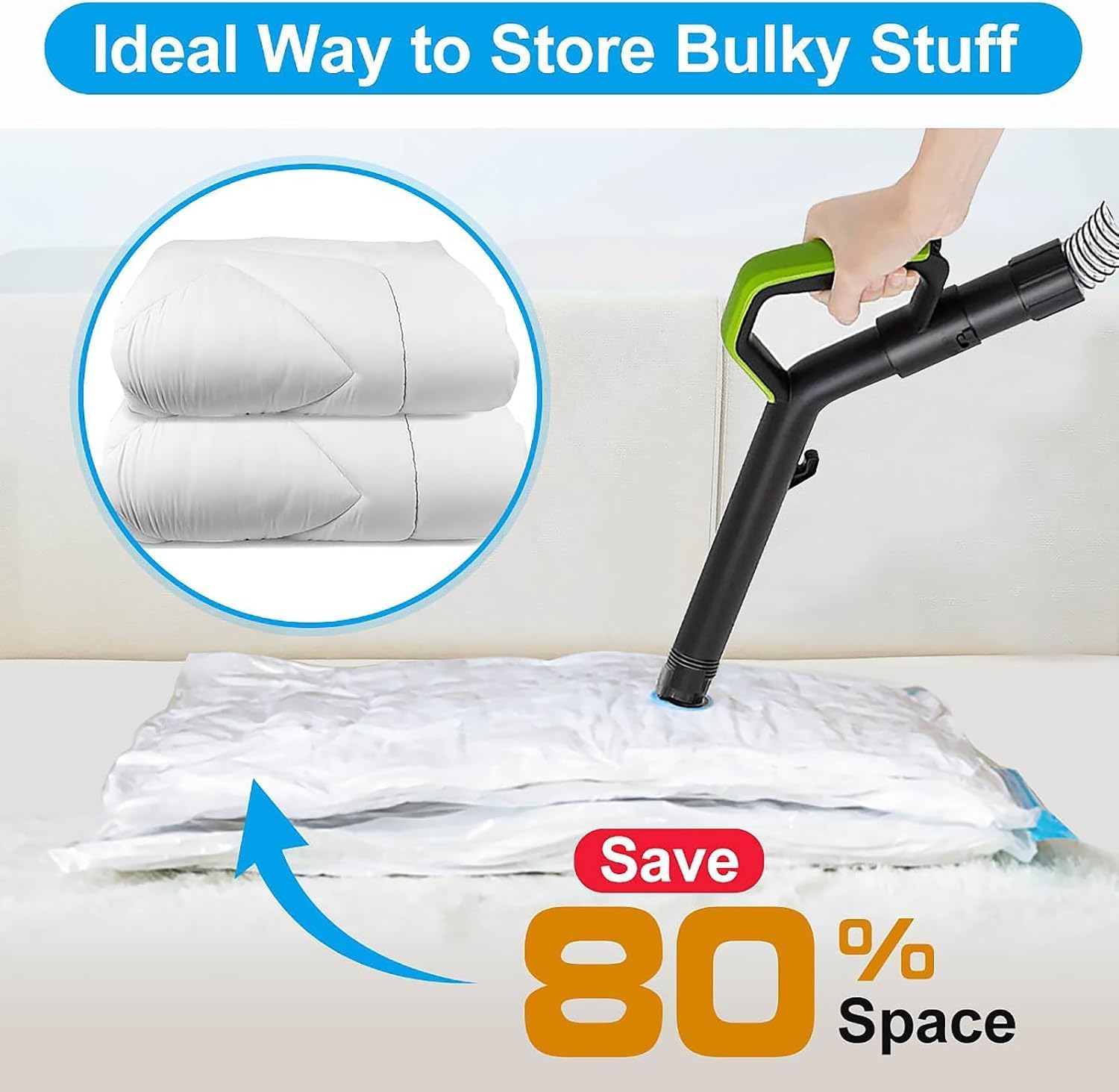 BoxLegend Vacuum Storage Bags with Large Size Hand Pump 8 Jumbo 31.5’’x39.37’' Thickened Vacuum Seal Bags for Clothing Space Saving Vacuum Pack Storage Bags for Pillow Comforters Bedding - Image 3