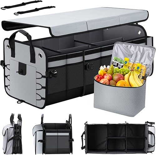 LINKCRO Organizador de maletero de automóvil con refrigerador, organizadores impermeables para automóvil y almacenamiento para SUV, organizador de
