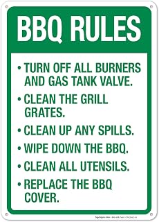 Turn Off All Burners and Gas Tank Valve Clean The Grill Grates Wipe Down The BBQ Sign, 10x14 Inches, Rust Free .040 Aluminum, Fade Resistant, Made in USA