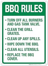 Turn Off All Burners and Gas Tank Valve Clean The Grill Grates Wipe Down The BBQ Sign, 10x14 Inches, Rust Free .040 Aluminum, Fade Resistant, Made in USA