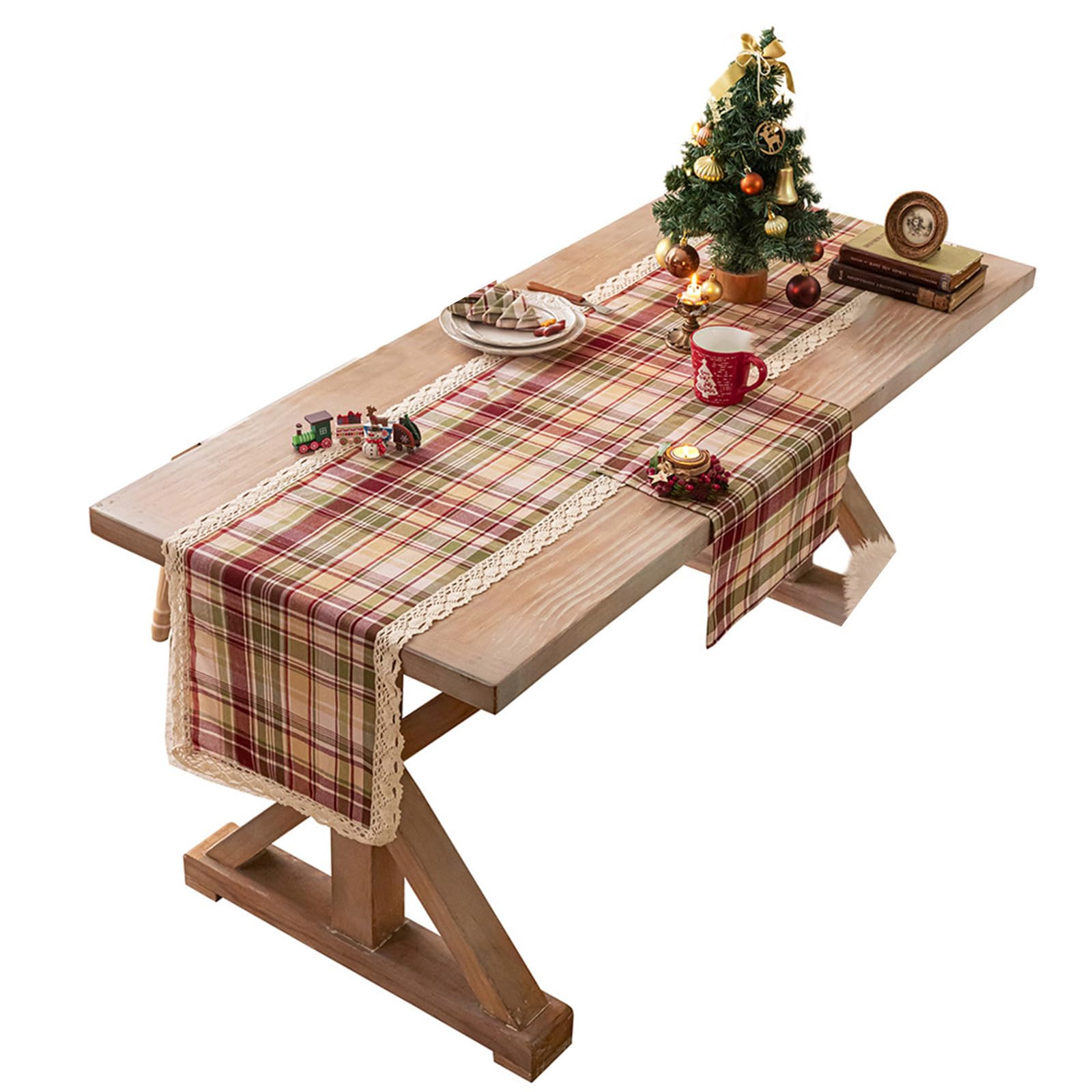 Jazuaiao Lace Table Runner Recyclable Polyester Materials Decorative Dining Table Accent for Christmas Christmas Tablecloth