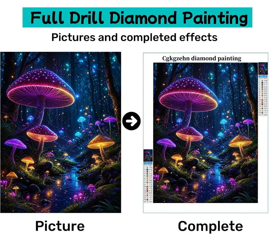 Diamond Painting Champiñón, Manualidad Creativa y Relajante 80x100cm C8-150