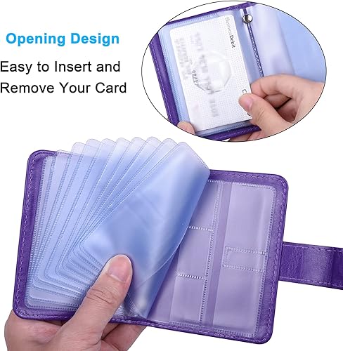 Miniatura 7 de Wisdompro Soporte para tarjetas de crédito, cuero sintético de alta calidad, delgado, protector de tarjetas de débito, funda organizadora con cierre
