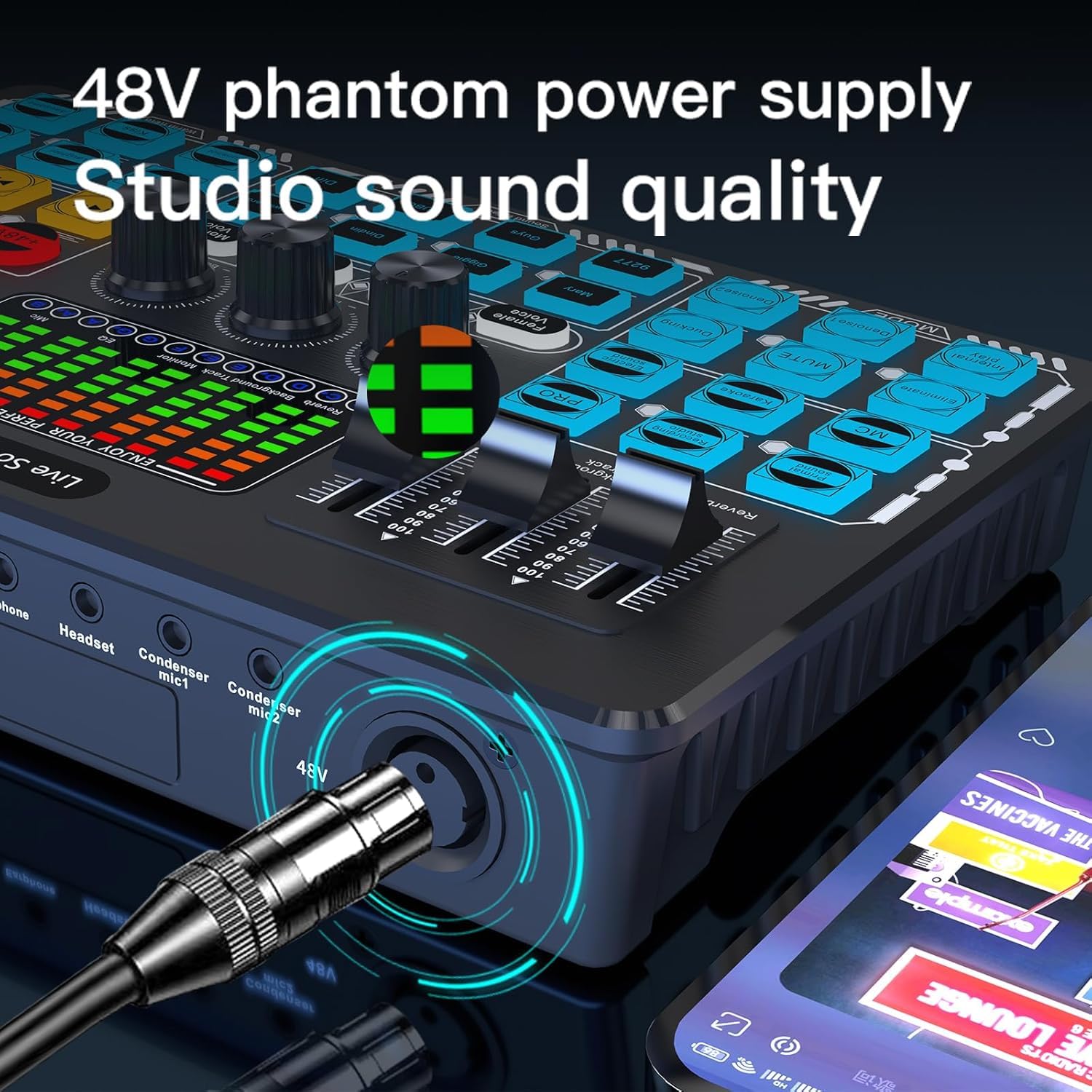 Xclamor 48V Phantom Power Professional Sound Card & Audio Mixer