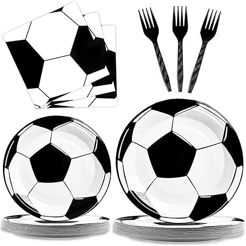 ZBYQDHO Soccer Birthday Party Decorations Supplies, Soccer Plates and Napkins, S