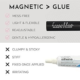 Luxillia Magnetic Eyelashes Kit - 16 Piece Magnetic Eyelash & Eyeliner Set with Applicator - Natural Look Easy Apply Reusable Fake Extension Lashes, No Glue - Pestaas Postizas Magnticas Naturales