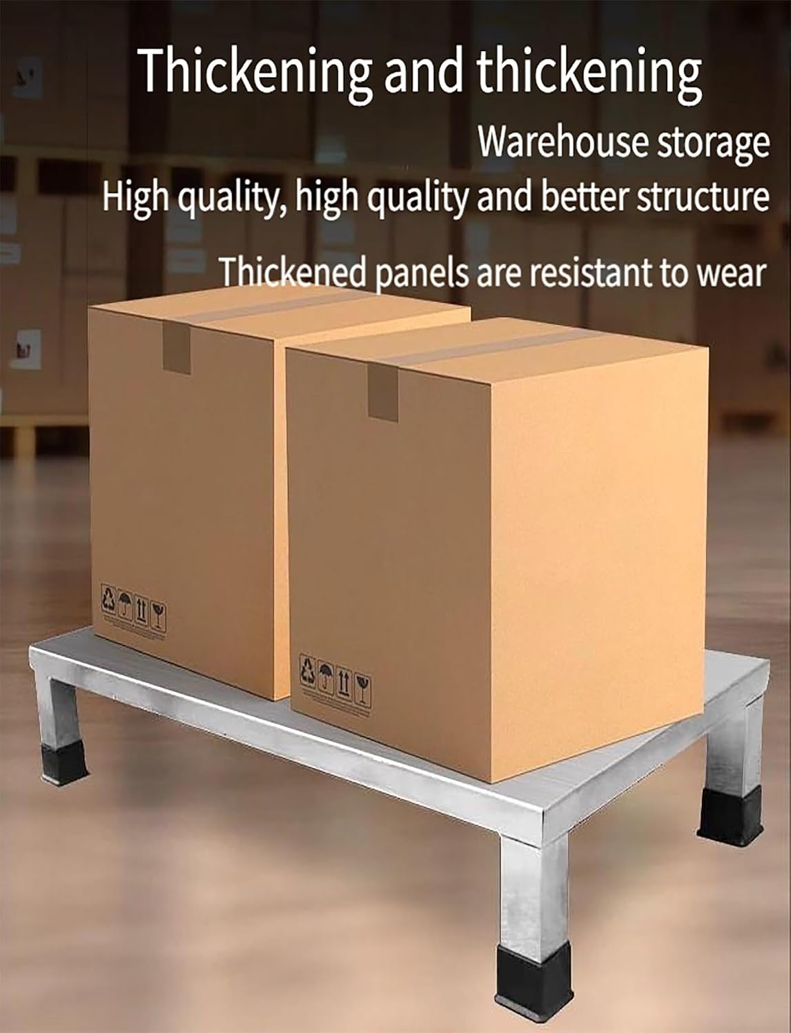 Stainless Steel Dunnage Rack - 20cm/7.9in Height, Heavy-Duty Food Service Storage Shelves for Restaurants & Kitchens, Commercial Floor Rack (90x40x20cm)