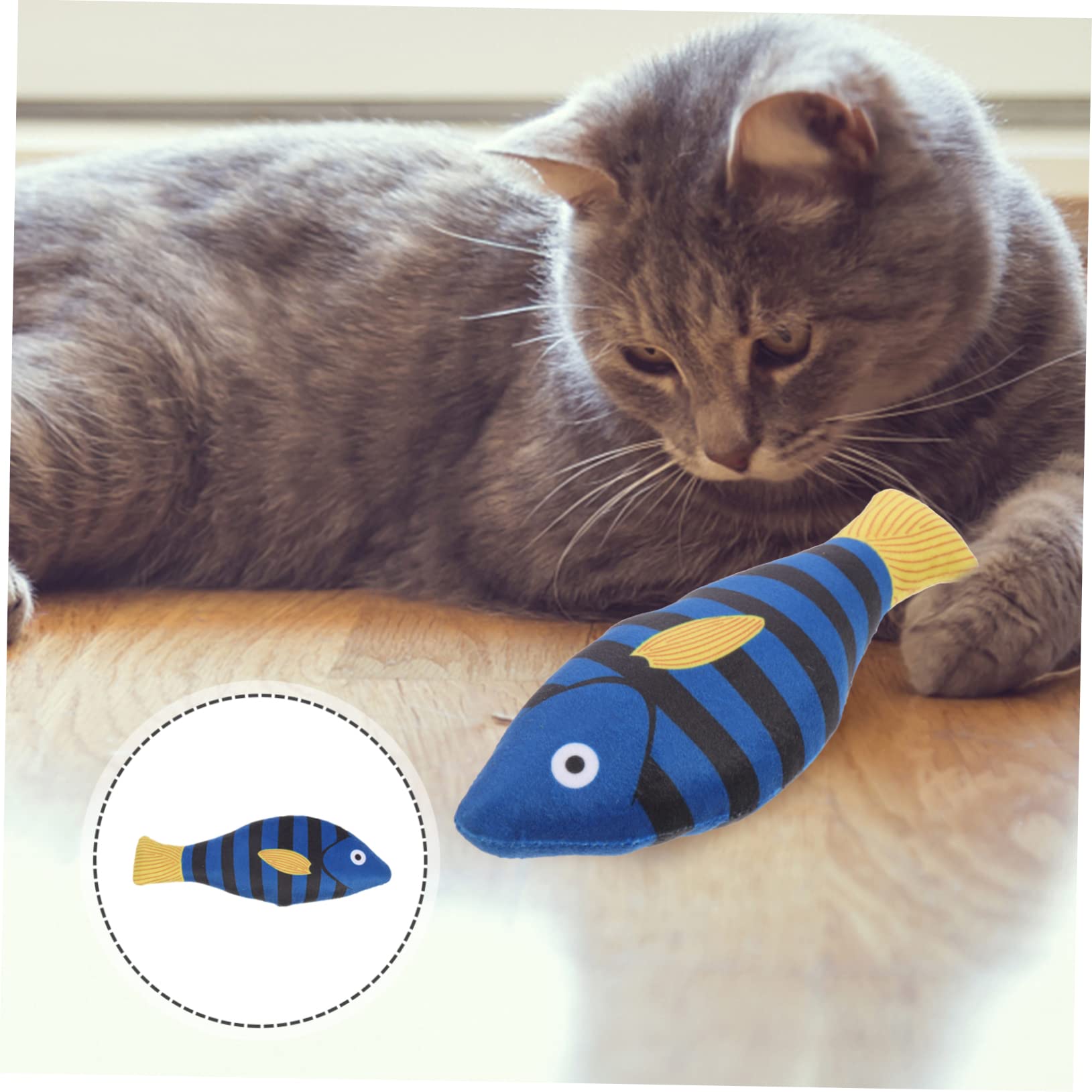 BESPORTBLE Jouet à Mâcher pour Chat Herbe à Chat Forme Poisson en Peluche Naturelle, Solide et Interactif Stimule et Amuse pour Chatons en Intérieur