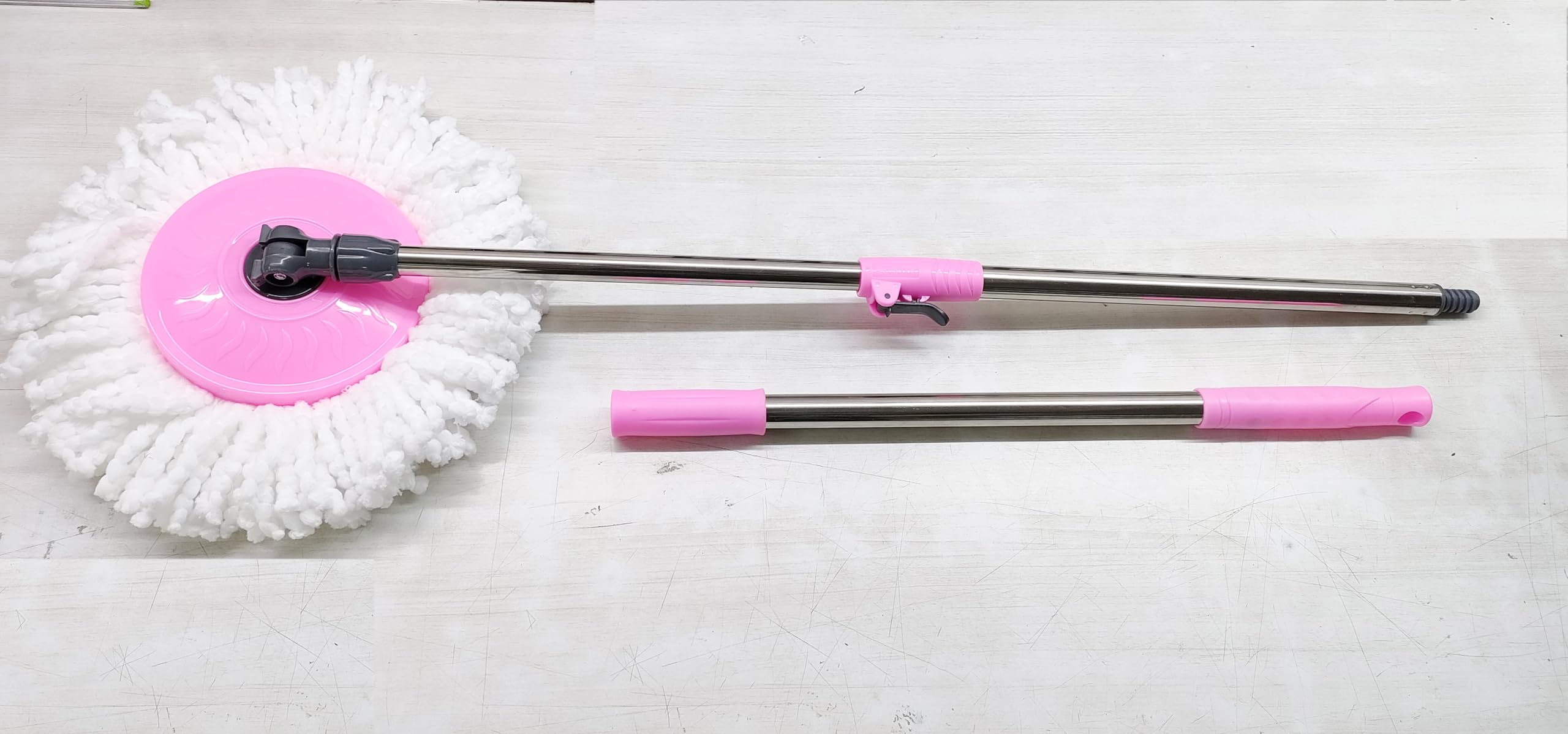 INtenzo Spin Mop Handle Stick with Microfiber Head Refill Stainless Steel Pole for 360 Floor Cleaning Mop