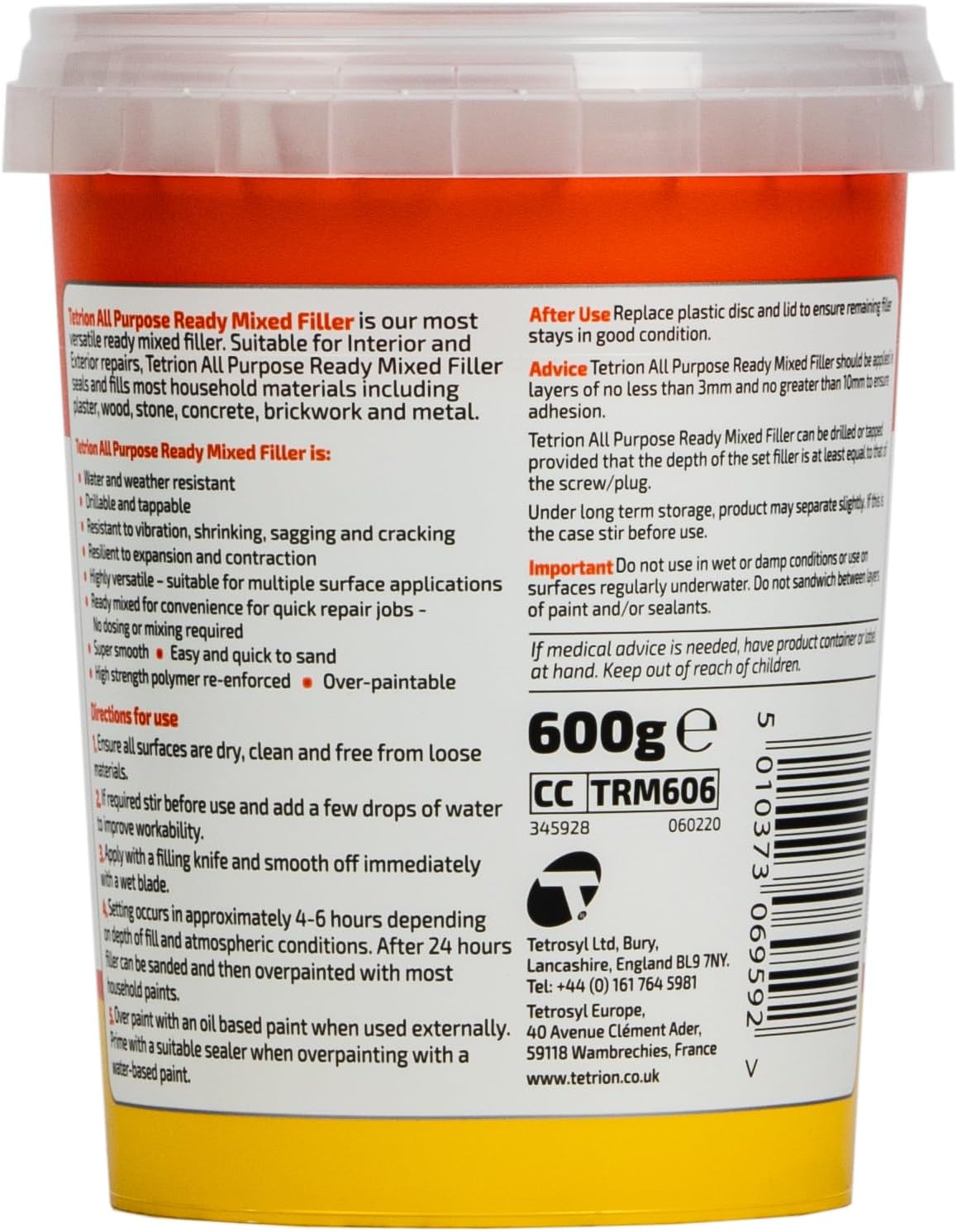 Tetrion All Purpose Ready Mixed Filler 600g