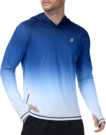 Roadbox Mens UPF 50+ Rash Guard, Long Sleeve Fishing Shirts Sun Hoodie
