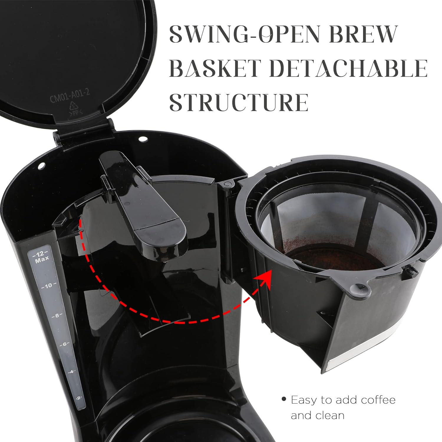 SUNVIVI 12-Cup Coffee Maker with glass carafe and control panel