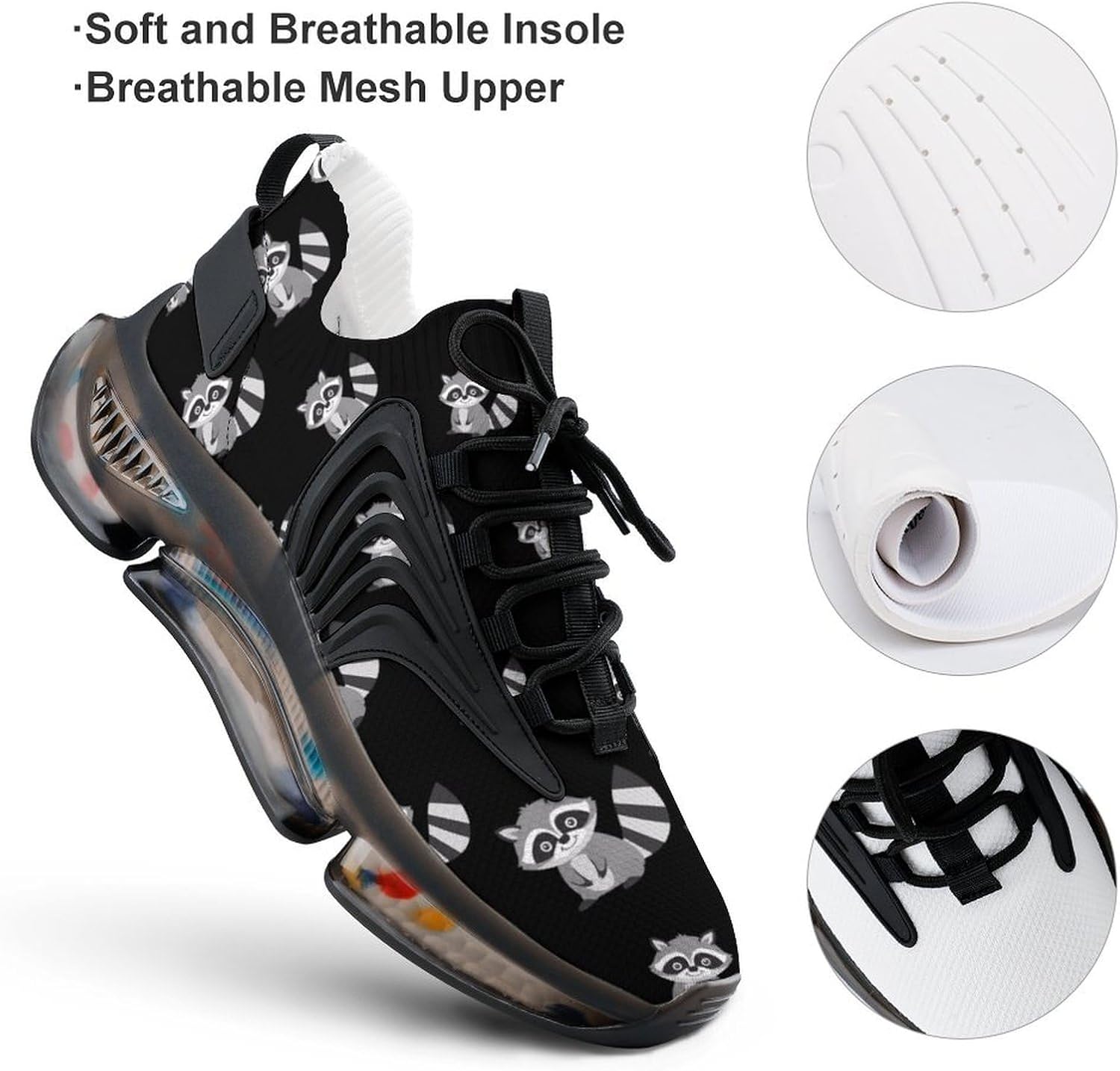 Cute Raccoon Novelty Men's Sneaker Funny Lightweight Running Shoe Tennis Shoes for Men image 4