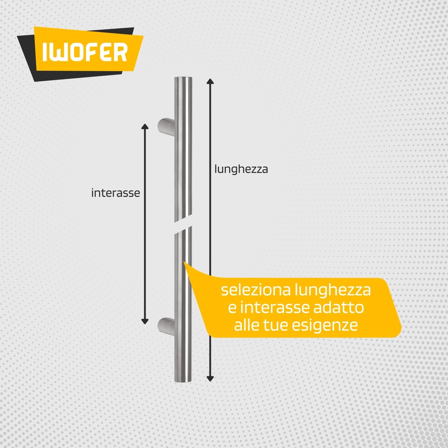 Maniglione tondo dritto in acciaio inox satinato per porte serramenti (Lunghezza 400 - Interasse 300)