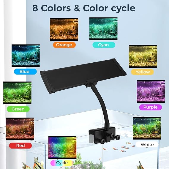 Aquarium Fish Tank LED Light - 18W Clip on Plants Lamp with Timer DIY Mode [Energy Class A]