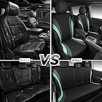 Vista 8 de CAR PASS Juego completo de fundas de asiento de automóvil impermeables EVA, color menta para automóviles, compatibles con bolsas de aire, ajuste