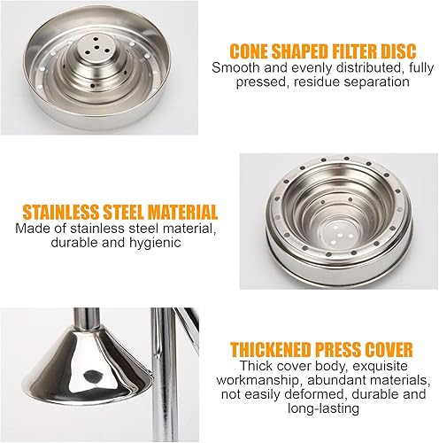 Miniatura 3 de Heavy-Duty Stainless Steel Manual Juicer, Cast Iron Hand Press Squeezer for Fresh Lemonade & Orange Juice, Essential Home Kitchen Tool (Silver)