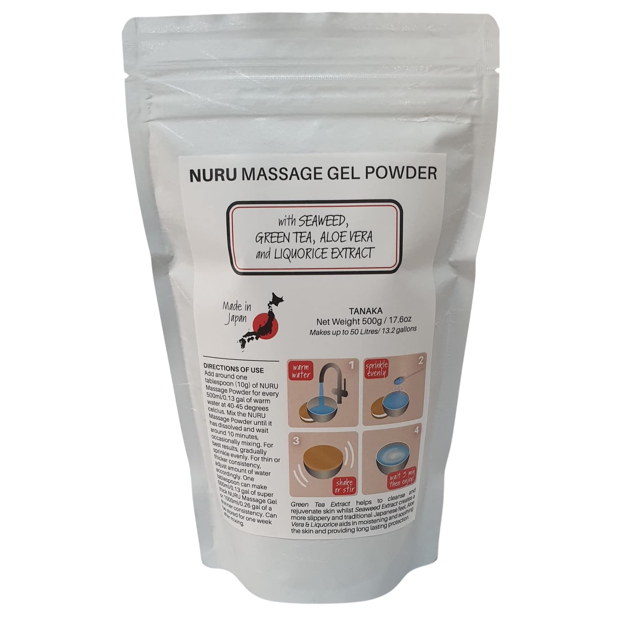 Sakura Edition Nuru Massage Gel Powder 500g | Aloe Vera, Seaweed, Liquorice , & Green Tea | Made in 