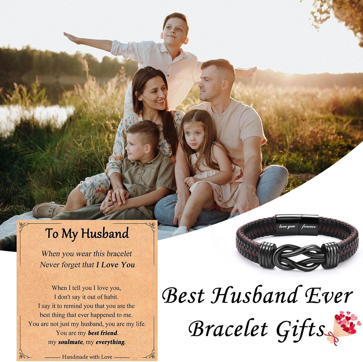 Gifts for New Dad Grandpa Uncle Bonus Son Grandson Brother Nephew Friends, Braided Leather Bracelet, Fathers Day Birthday Valentines Christmas Graduation Gifts for Men Boys - Image 5