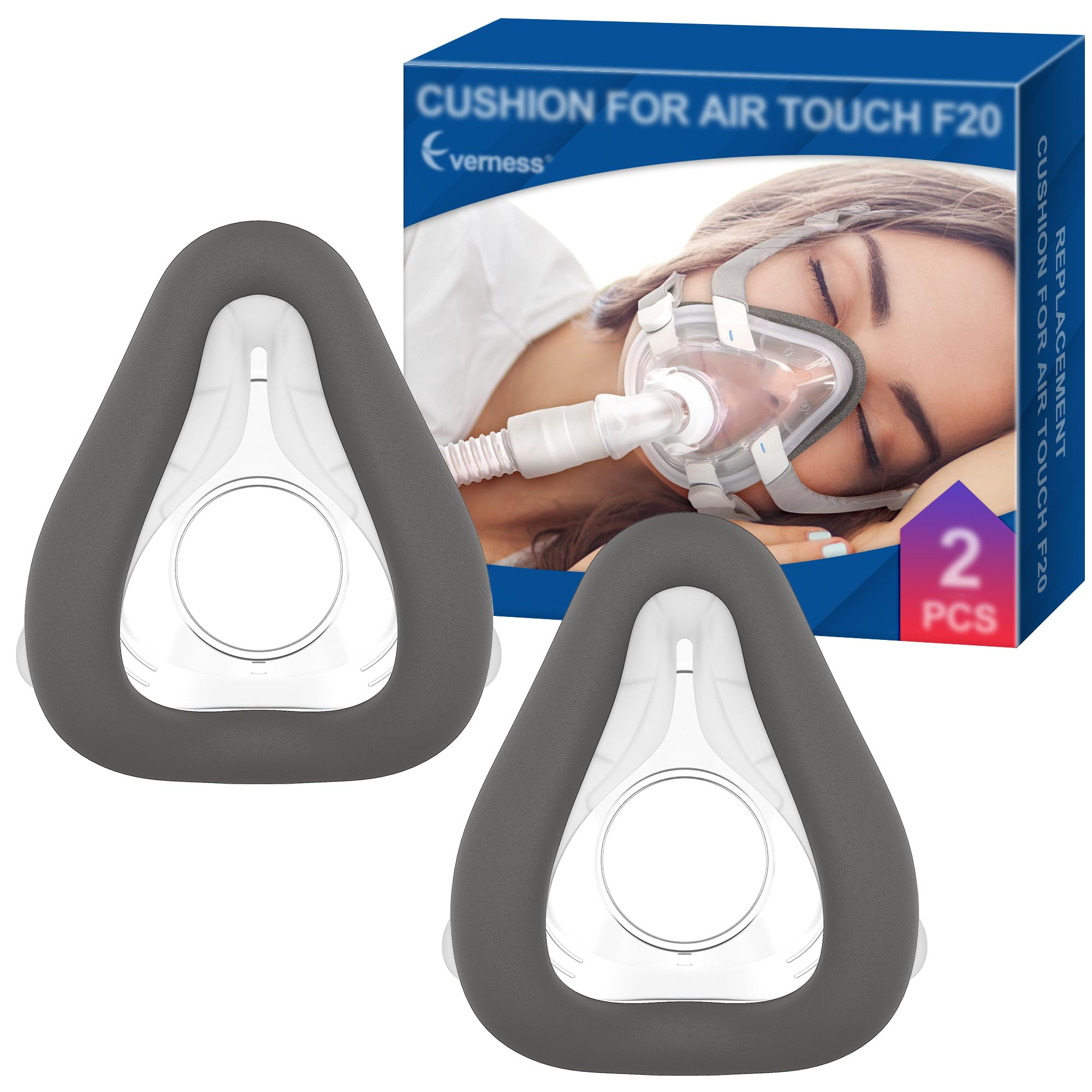 Photo 1 of 2 Packs Memory Foam Mask Cushion (M) for ResMed Airtouch F20 & Airfit F20, Highlights Secure Seal & Leak-Free with Advanced Brown Memory Foam - F20 Mask Medium for Full Face CPAP Users