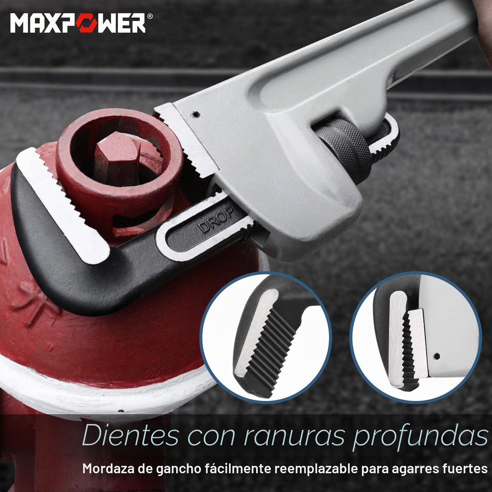 MaxPower Llave Grifa, Llave Stillson 900mm Llave para Tubo Stillson Heavy Duty Aluminio Llaves de Plomería | Llave de tubo recta resistente