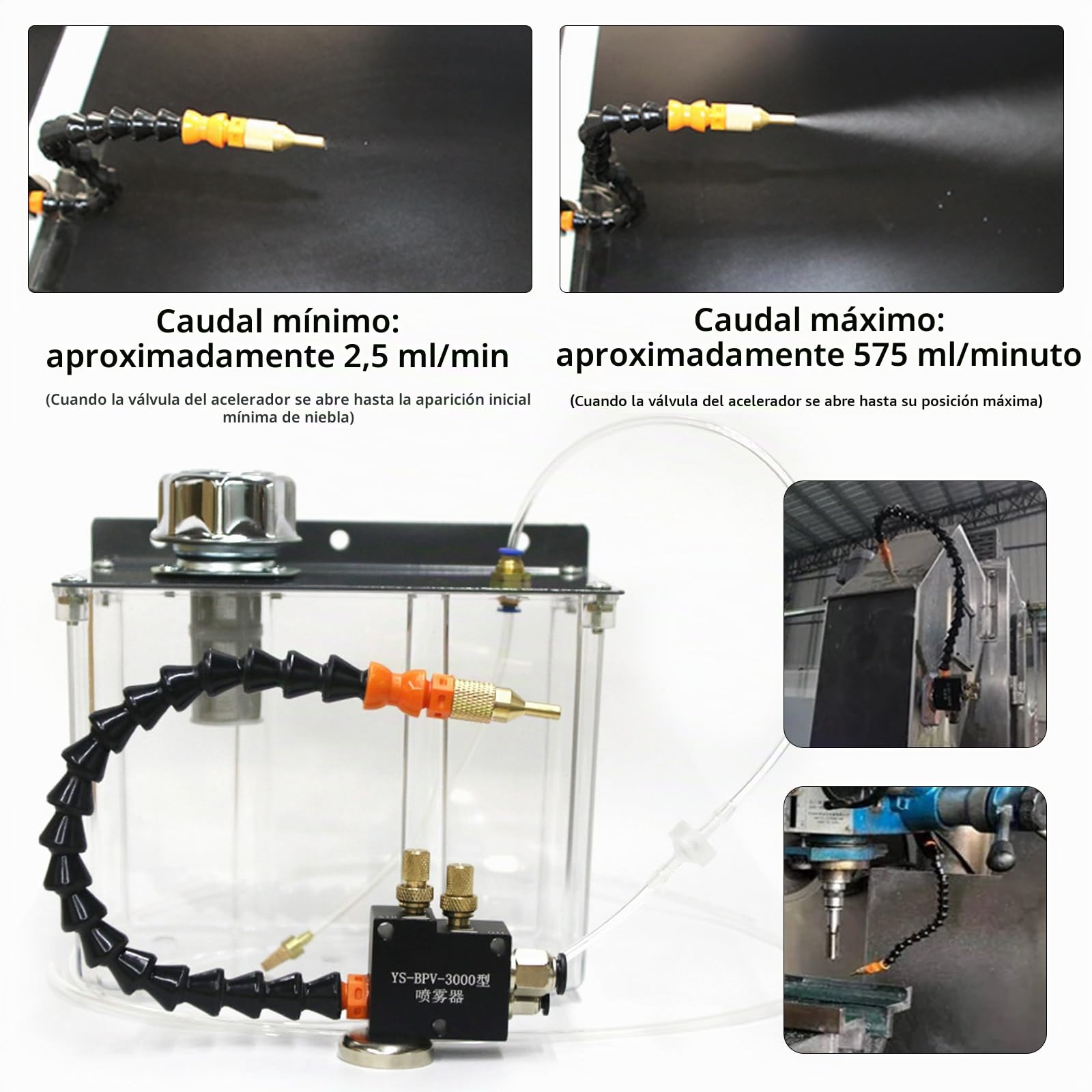 Sistema Pulverización Lubricante, 3L 24V Bomba Refrigerante Aerosol Rociador Niebla Aceite Para Tubería Aire Torno CNC Fresado Taladro Máquina Herramienta Completamente Sellada Rociador Enfriamiento