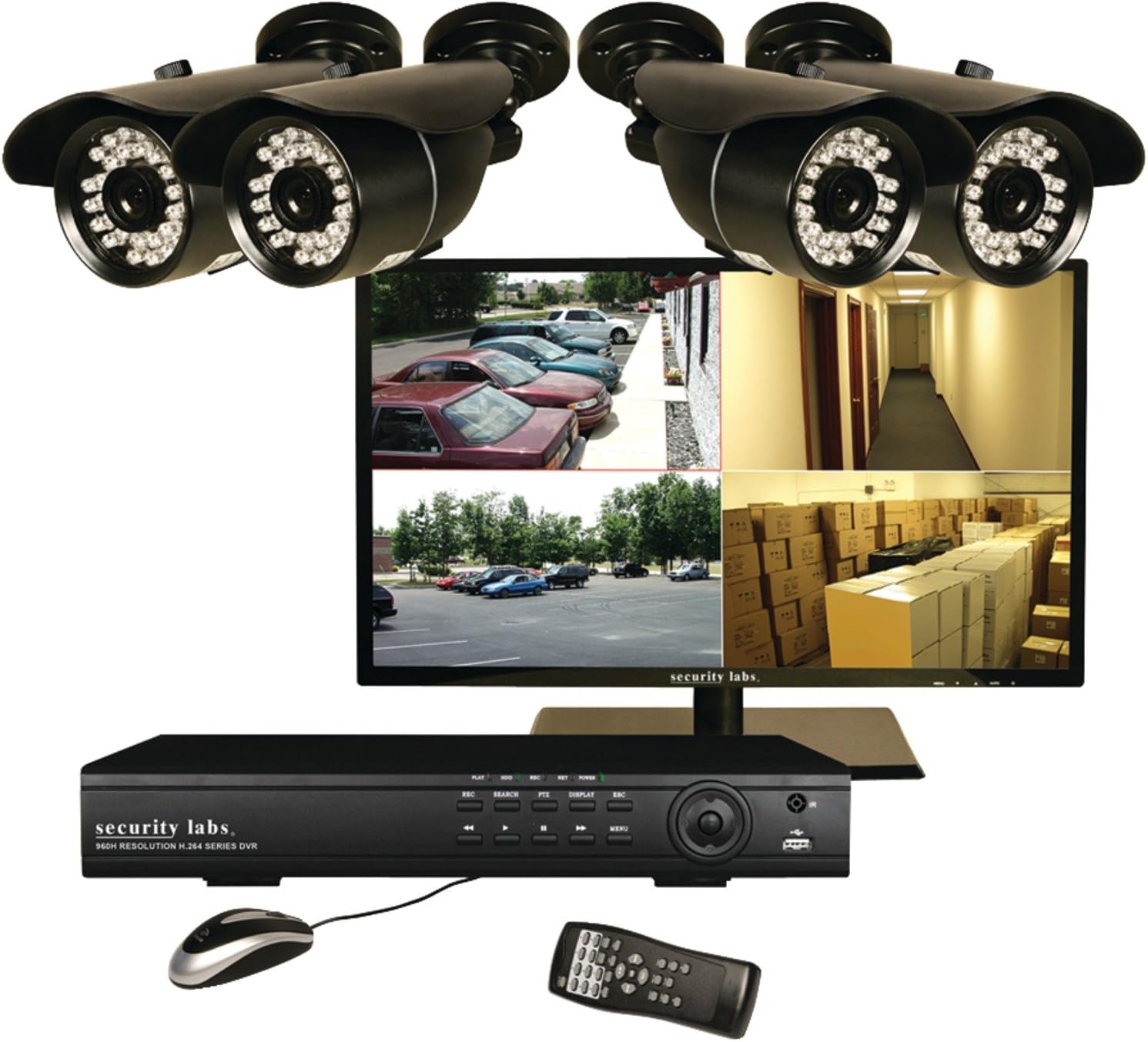 Slm469 19 Led Monitor With 4-channel Dvr & 4 Bullet Cameras