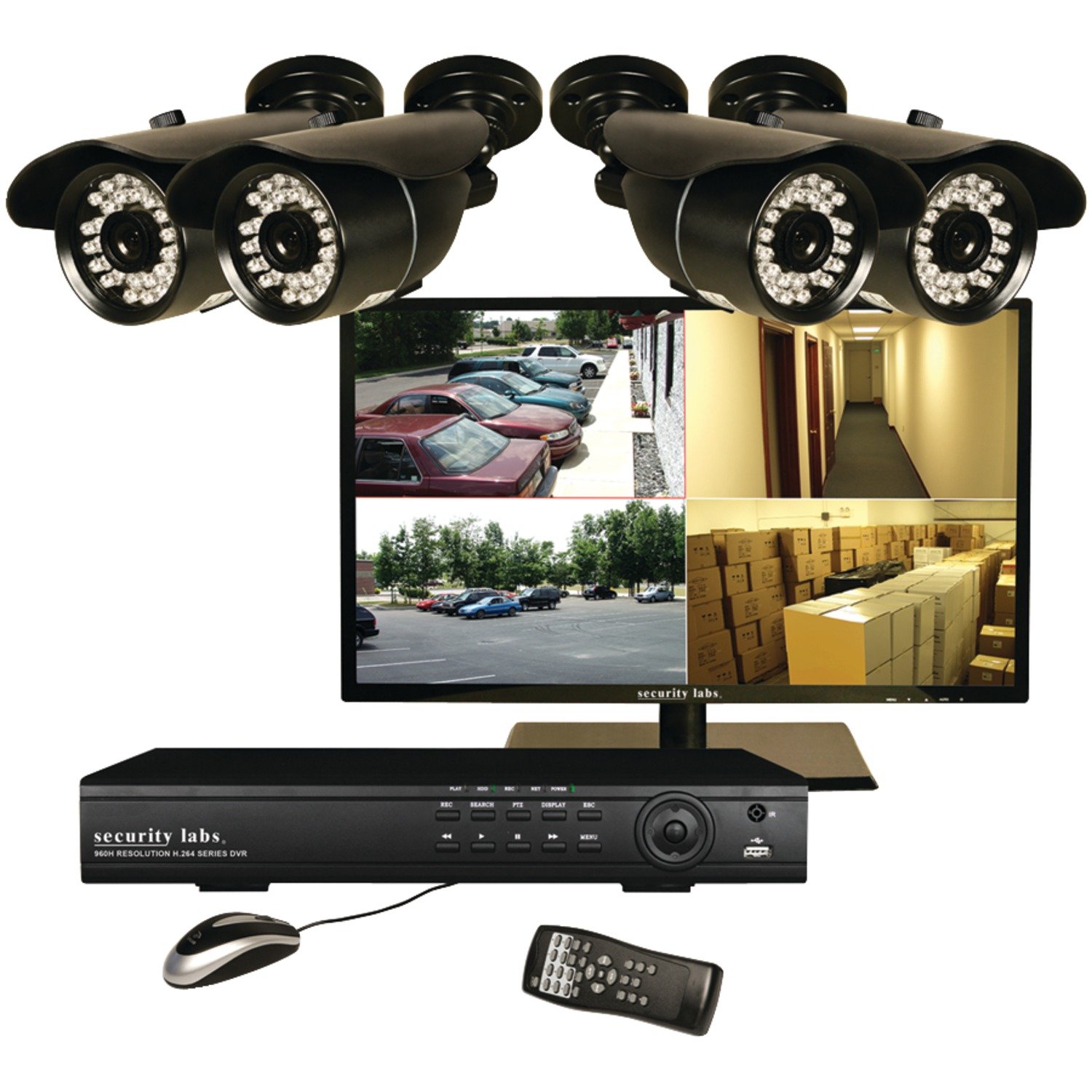 Slm469 19 Led Monitor With 4-channel Dvr & 4 Bullet Cameras