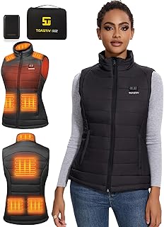 Toastiv Beheizbare Weste, Heizweste Damen mit Powerbank 7.4V 16000mAh Wärmeweste mit 8 Heizzonen, Einstellbare Heizweste, beheizte Weste für die Arbeit im Freien