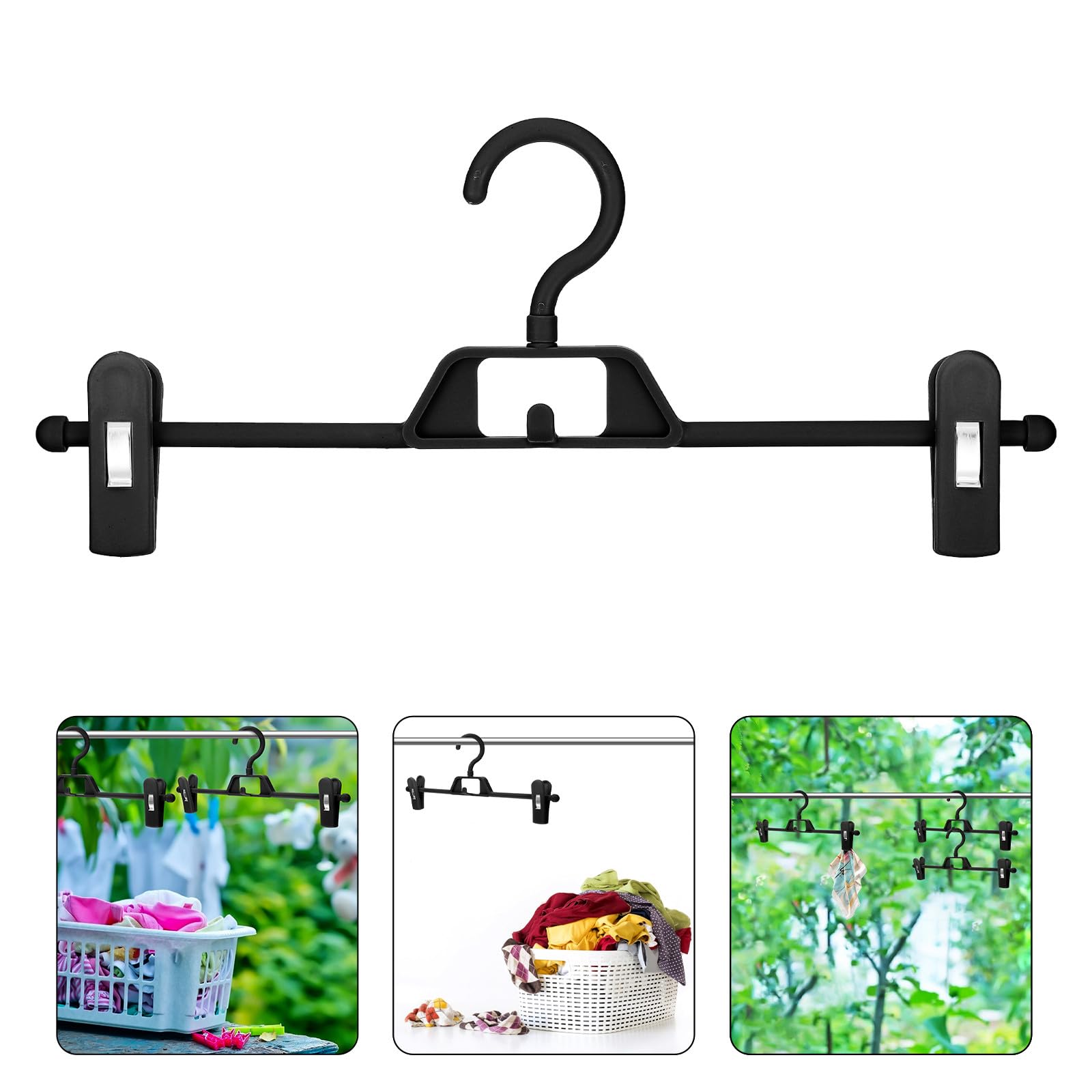 Toyvian Set 10 Pezzi Grucce per Pantaloni Salvaspazio in Pp Nero Clip Antiscivolo Regolabili per Asciugatura e Stoccaggio Abiti a Casa, Versatile e Facili da Pulire