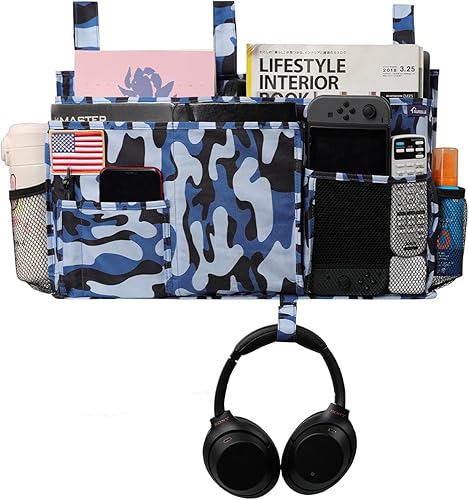 Miniatura 282 de Surblue - Organizador de cama colgante para mesita de noche, bolsa de almacenamiento, bolsillo para literas y camas de hospital, dormitorios Z-Zebra
