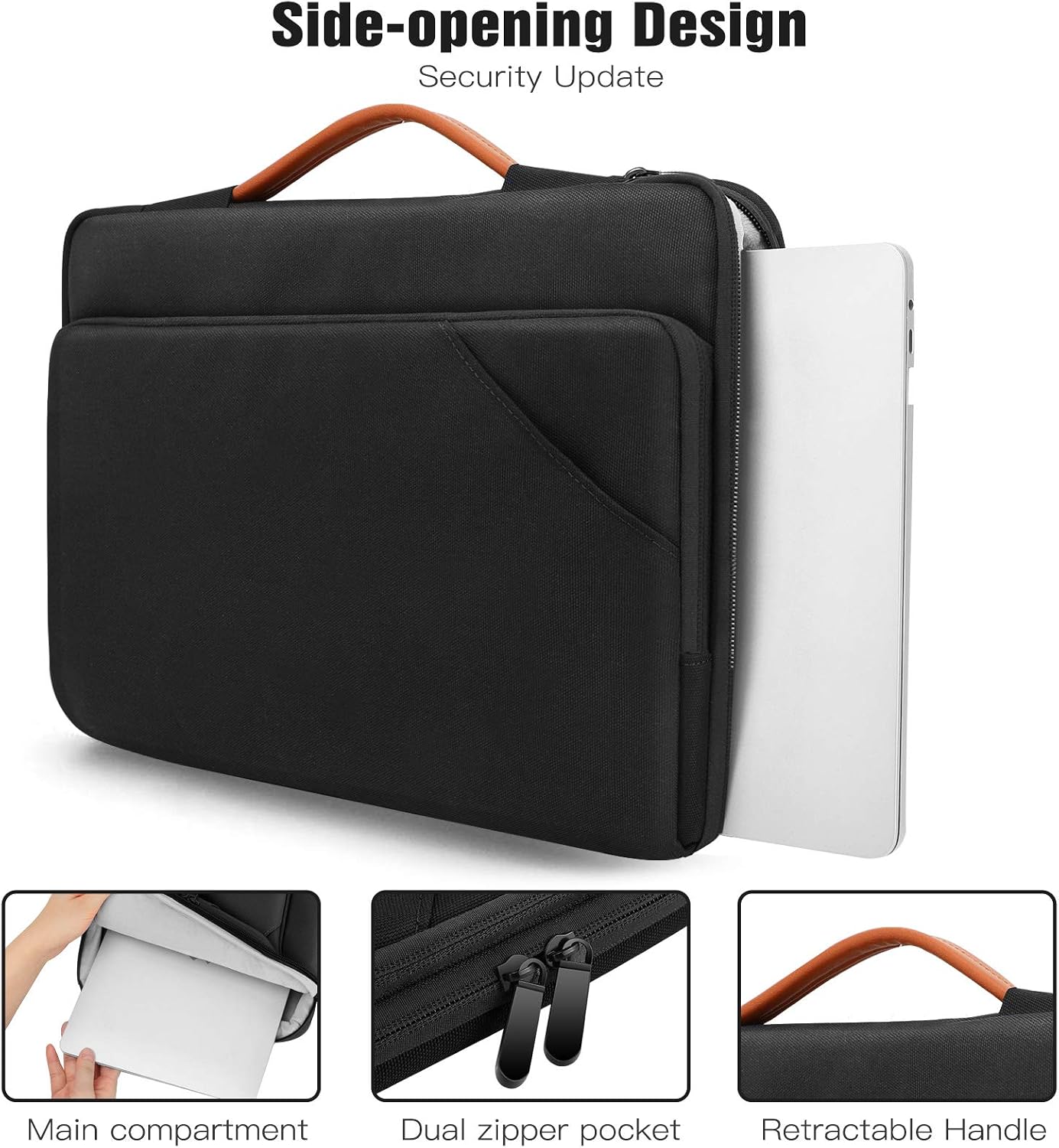 TiMOVO 13.3 Inch Laptop Sleeve Case with Handle Compatible with iPad Pro 12.9 2022-2020, Galaxy Tab S8+ 12.4", MacBook Air 13" /Pro 13", Surface Pro 9/8/X/7, Protective Bag with Pocket, Black