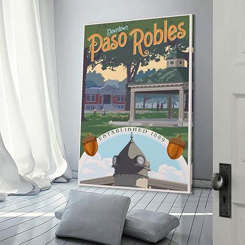 Miniatura 3 de Pósteres de viaje vintage de California Paso Robles Downtown, diseño de castillo, bodega, lienzo, cuadros, cuadros artísticos, impresiones