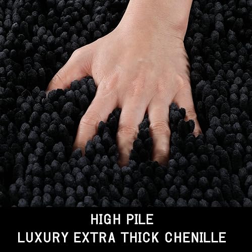 Miniatura 76 de Yimobra Juego de 2 alfombras de baño, alfombra de baño suave y absorbente y alfombra de inodoro en forma de U con respaldo antideslizante, alfombras