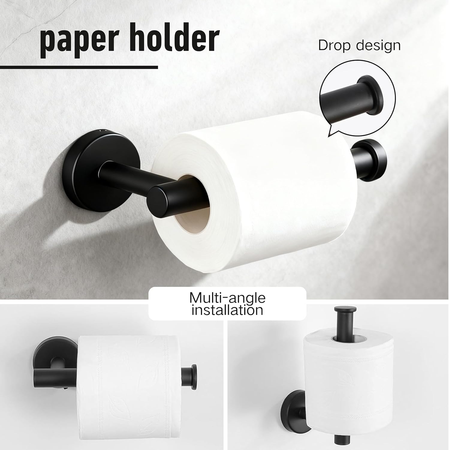 5 Pieces Bathroom Towel Holder Set, 16 inch Wall Mounted Silver Towel Bar Set for Bathroom,Silver Bathroom Hardware Towel Rack Set for Bathroom