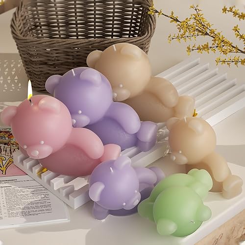 Miniatura 3 de Paquete de 2 moldes de silicona de oso para velas, molde de resina de oso, molde de jabón de oso, molde de silicona para resina de conejo, molde de