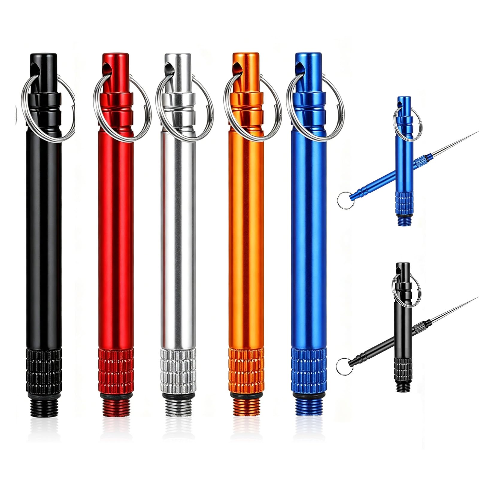 5 Pcs Reusable Toothpicks Multipurpose Portable Stainless Steel Tooth Picks with Protective Holder and Key Ring for Outdoor Home Use