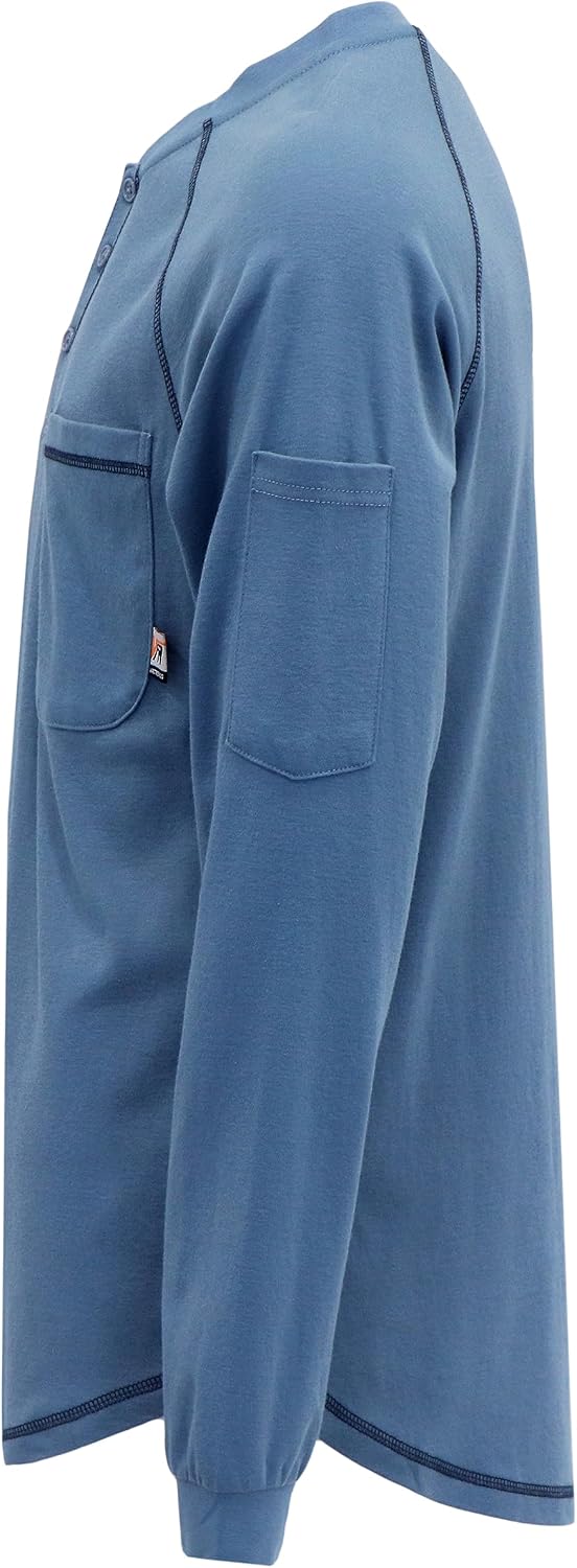 VATRENUS Men's FR T-Shirts 5.5oz Henley Reinforced Stitching Tee CAT2 100%C image 2