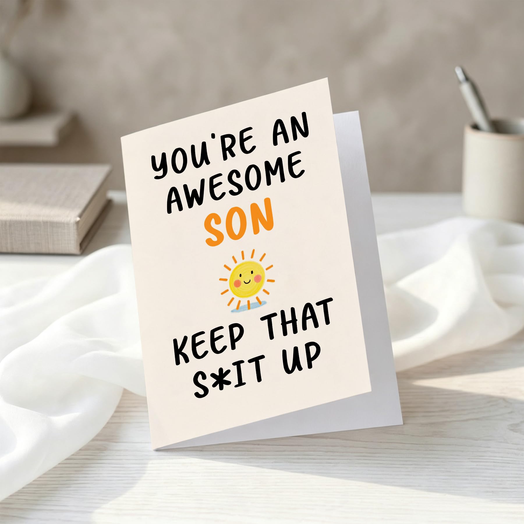 PTRUKD Śmieszne kartki urodzinowe dla syna, karty podarunkowe dla synów od mamy i taty, You Are A Great Son, (Keep It Up) Bring The Envelope