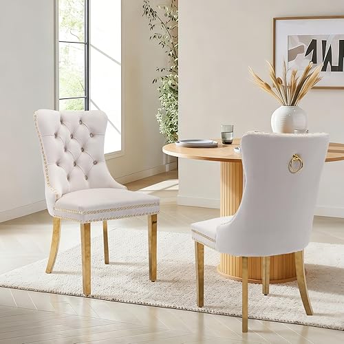 Miniatura 109 de Juego de 6 sillas de comedor de cuero, sillas laterales con respaldo alto, silla lateral tapizada moderna con anillo trasero de botón, patas de negro