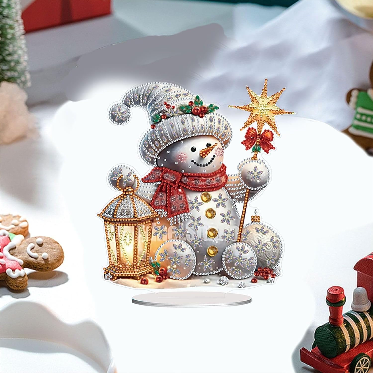 Christmas Tabletop Diamond Art Painting Kit Animal, 5D DIY Diamond Christmas Desktop Ornament Special Shaped Crystal Diamond Art Tabletop Ornaments Home Office Decor-2PCS-A