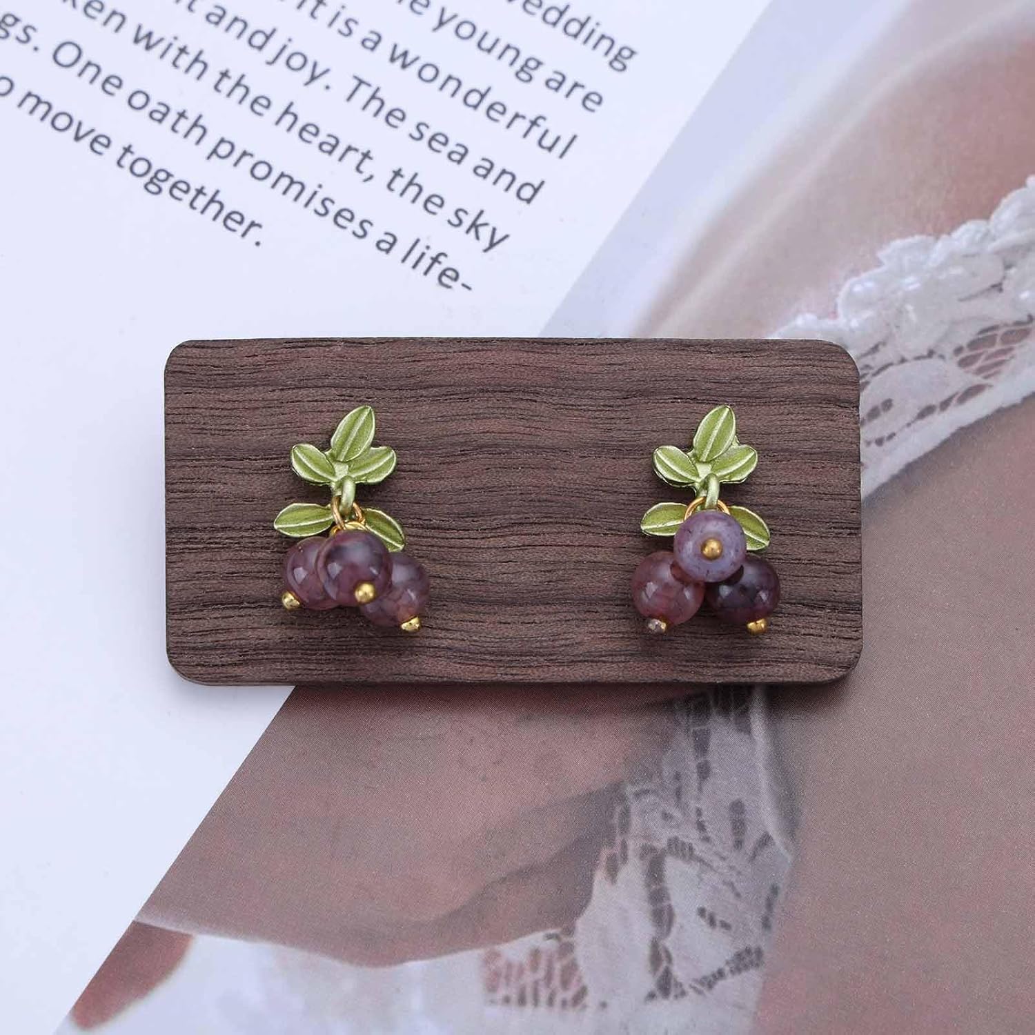 Vintage 3D Grapes Drop Earrings Small Grape Drop Earrings Purple Grapes Dangle Earrings Grape Fruit Earrings Raspberry Earrings Jewelry for Women - Image 6