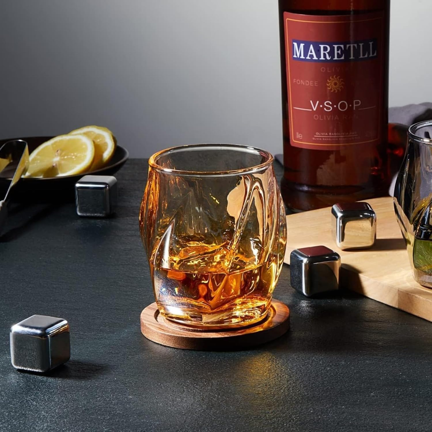 Set of 4 Crystal Whiskey Glasses, 8.5 OZ Twisted Old Fashioned Tumblers, great for Bourbon, Scotch and Cocktails (4SET) - Image 4