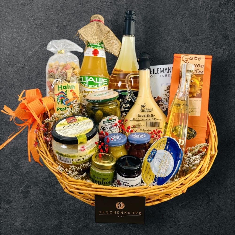 Geschenkkorb Landleben | Hochwertiger Präsentkorb mit Leckereien aus der Region | Ideal als Geschenk für Natur- und Landliebhaber | Perfekt verpackt und bereit zum Verschenken