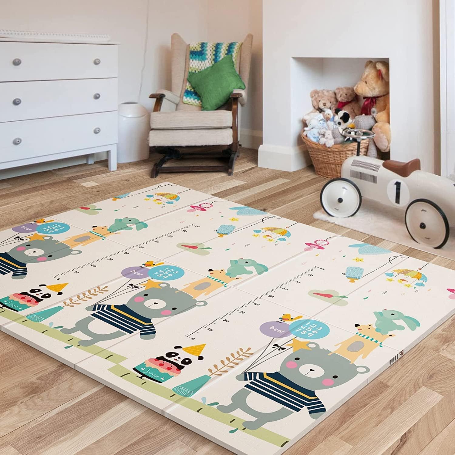 Baby Play Mat, Foam Floor Baby Crawling Mat, Reversible Waterproof Anti-Slip Portable Baby Playmat for Infants Toddler Kids Indoor Outdoor Use (200x180x2cm)