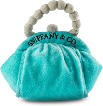 Diggin Designs Sniffany & Co Squeaky Plush Dog Toy Purse | Luxury-Inspired Parody Designer Handbag with Built-in Squeaker, Soft Plush Fashion Dog Toy Haute Couture Purses & Handbags