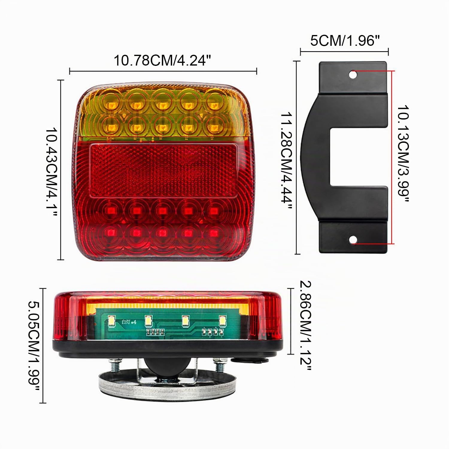 Feux Remorque Sans Fil,Feux de Remorque LED,12V/24V Approuvé ECE EMC 5 Fonctions Fixation Magnétique Wireless Pour Auto Camion Tracteur Remorque Caravane,Étanche IP65