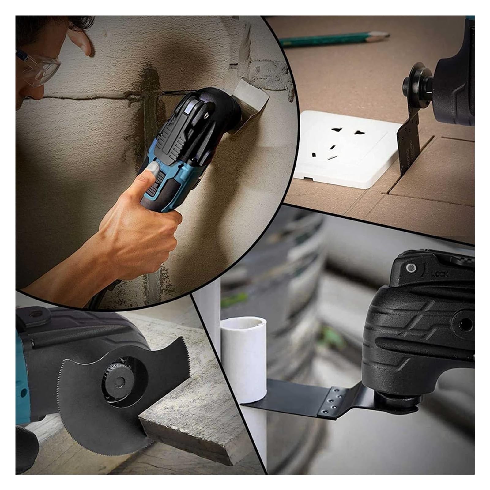 Utensile oscillante, A batteria multiutensile oscillante multifunzione elettrica a batteria da 18 V. elettrica senza spazzole,Levigatura più aggressiva(CDWYB0)