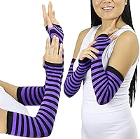 Vista 2 de ToBeInStyle Calentadores de longitud de brazo 100% nailon a rayas para mujer