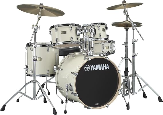 Yamaha Stage Custom Birch 5pc Drum Shell Pack With a 20 Kick Drum and 14 Snare Drum in Classic White For Students and Working Drummers (SBP0F50CLW)
